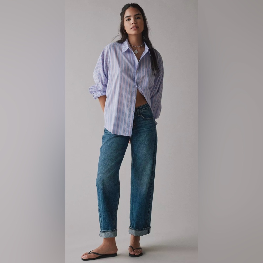 BDG Alex Breezy Cotton Oversized Button-Down Shirt, Size Large